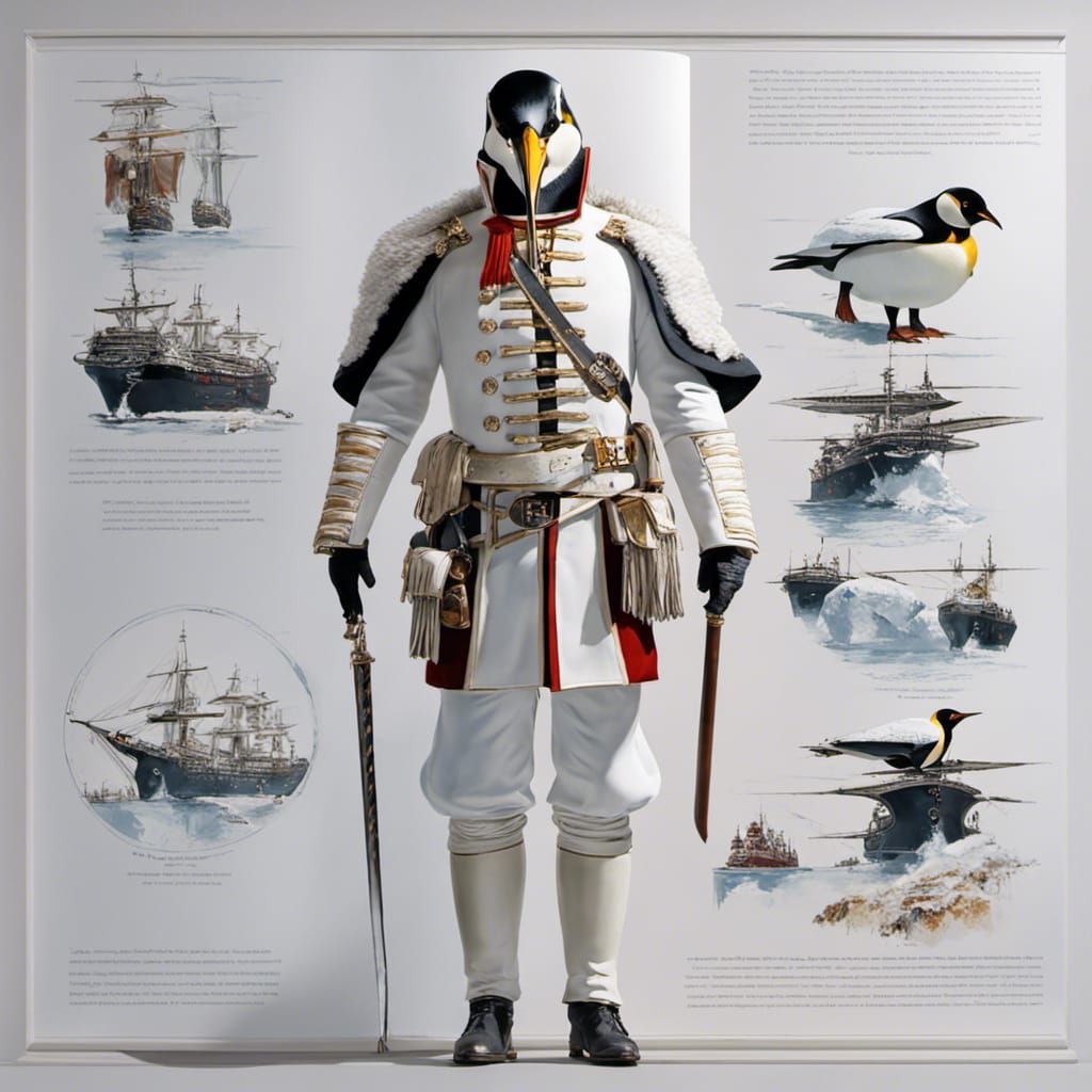 Pirate Penguin as Nautical Art Illustration