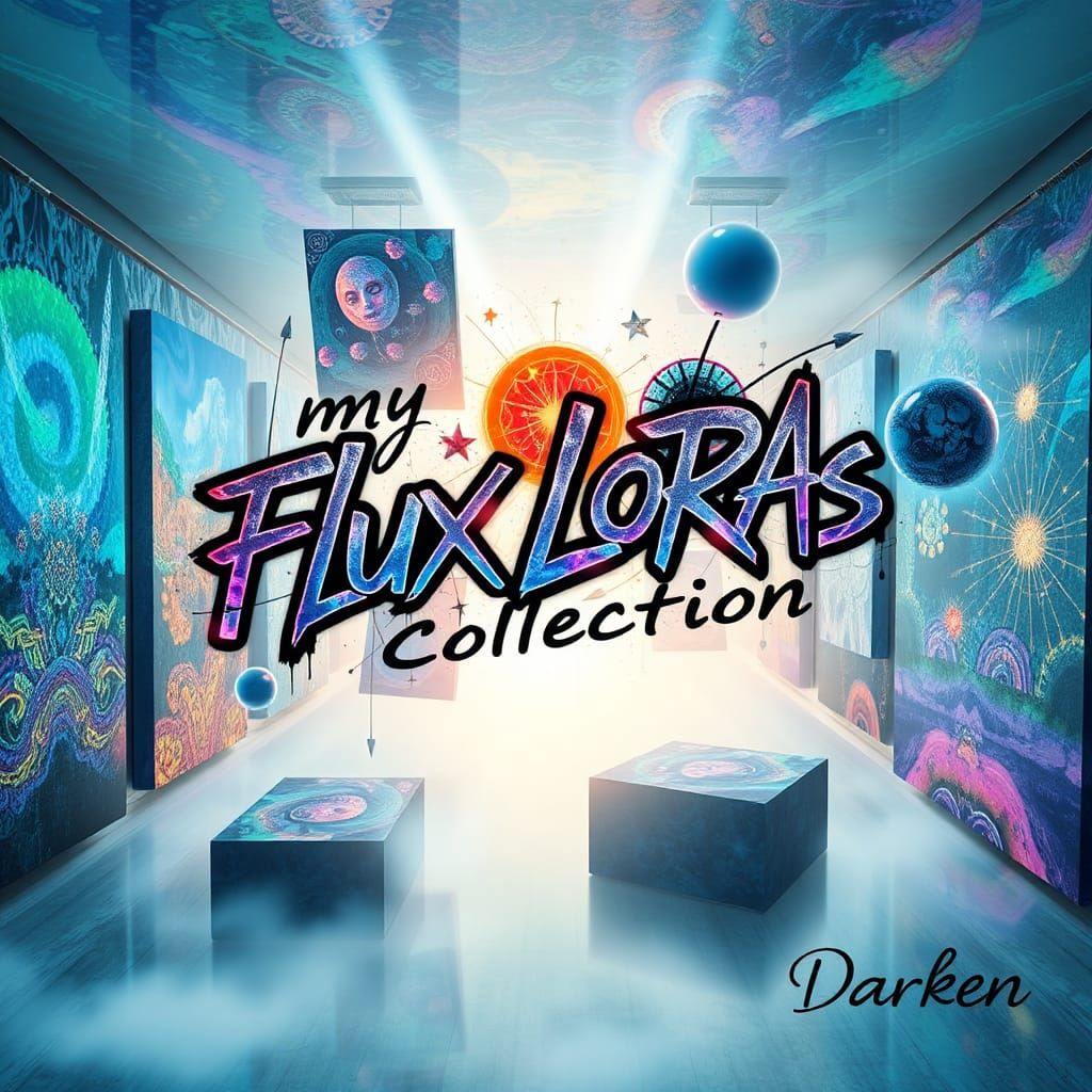 Surreal Art Gallery with Floating Canvases