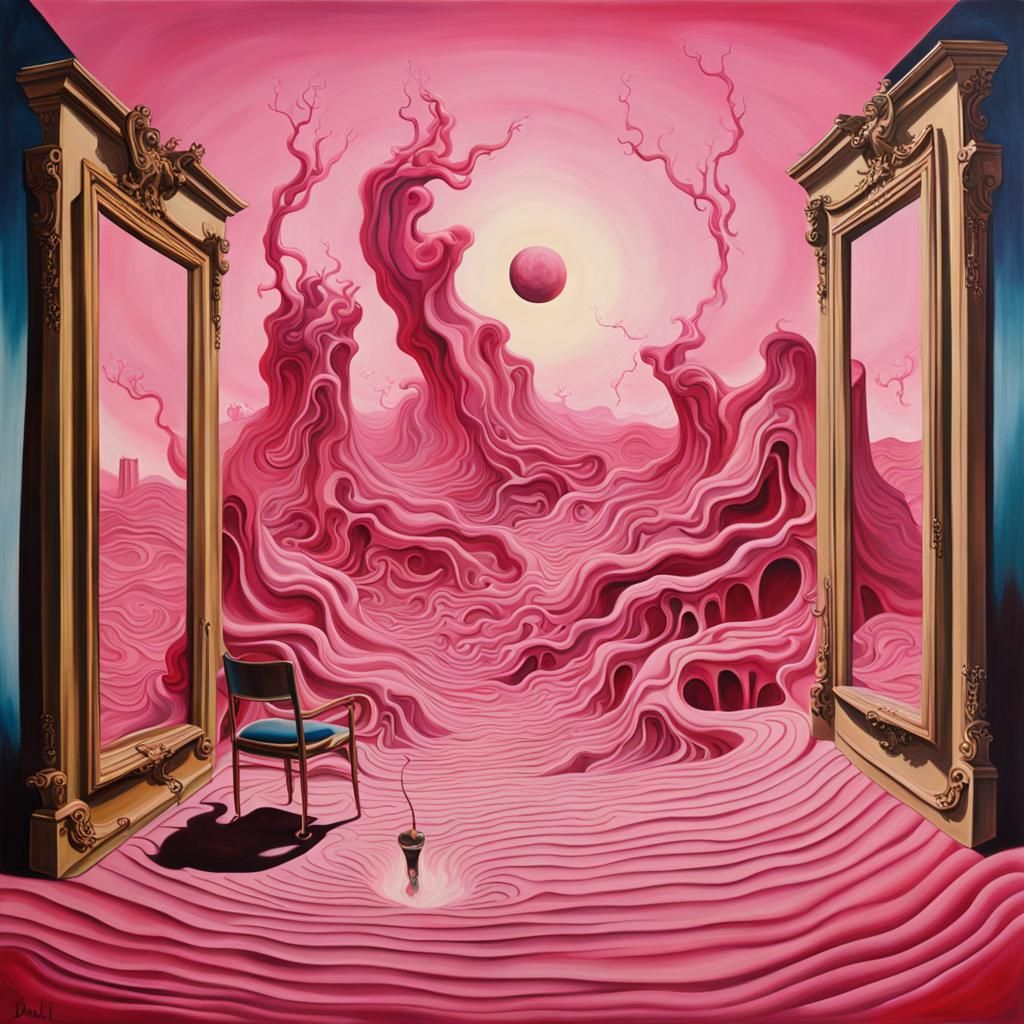 Surreal Scene of Panic and Vitality as Oil Painting