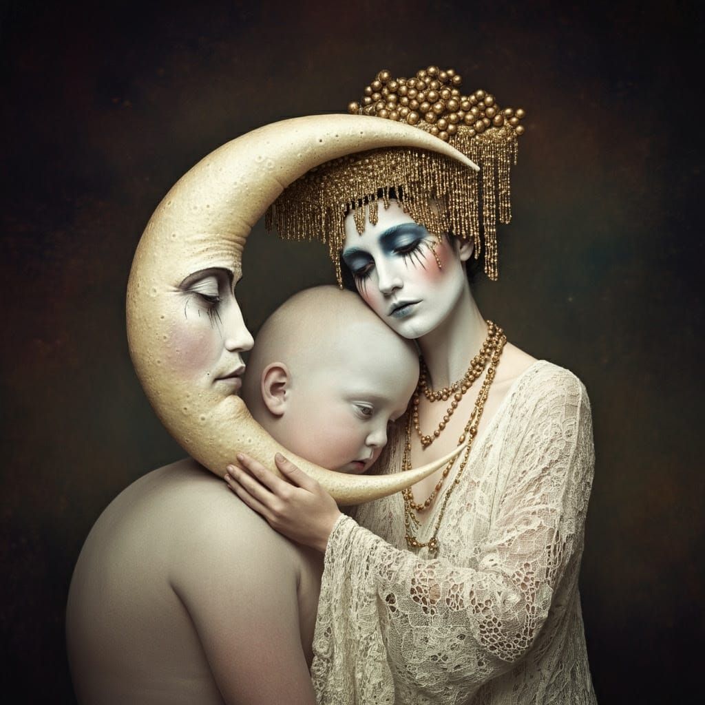 Ethereal Klimt-Inspired Goddess Rests in Daylight