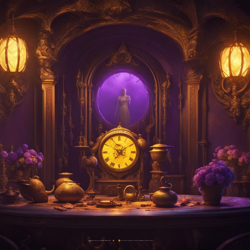 Dark Fantasy Masterpiece in Purple and Yellow