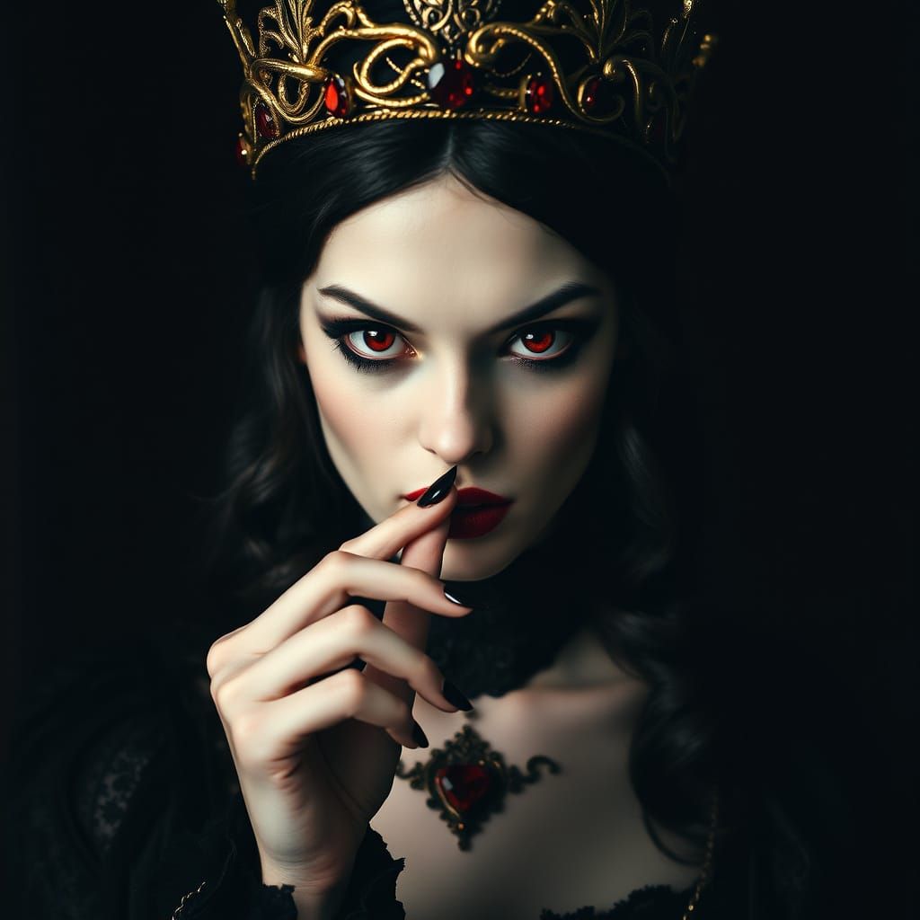 Ethereal Vampire Queen Reigns with Gothic Majesty