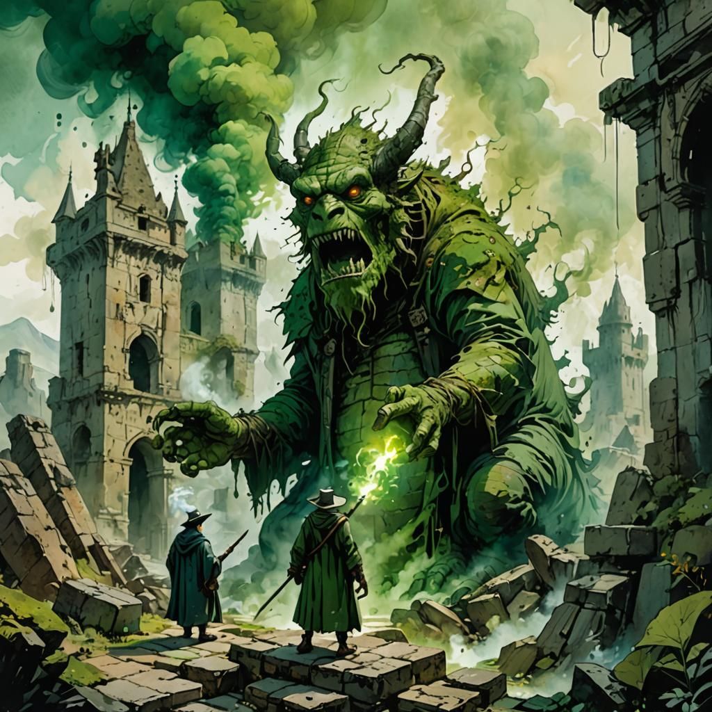 Mages Conjure Smoke Monster at Castle Ruins