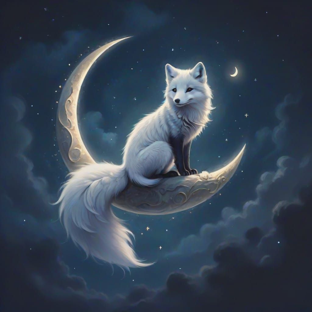 Moonlit Arctic Fox in Fantasy Realism