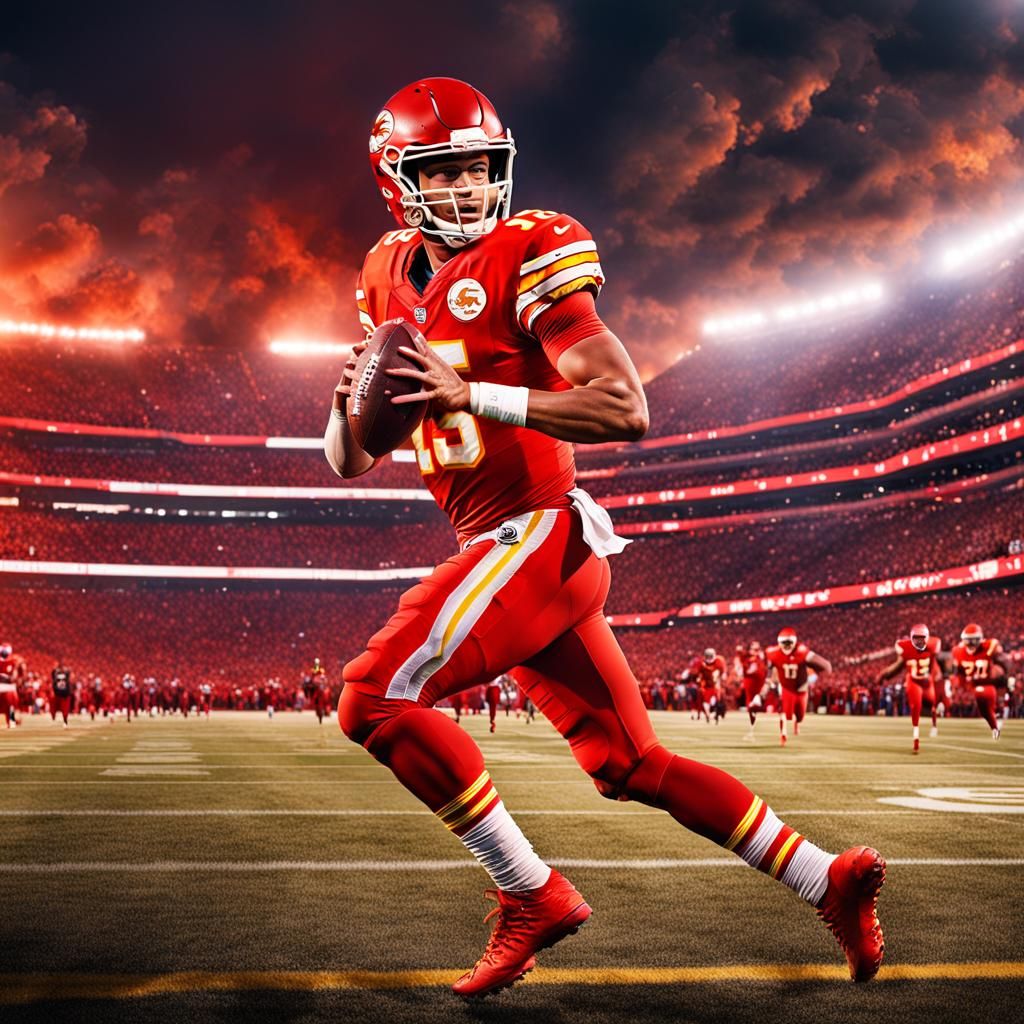 Patrick Mahomes Touchdown in Digital Matte Painting