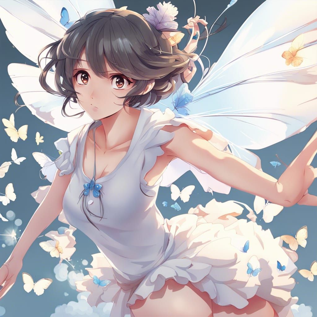 Anime Style Butterfly Woman with Wings