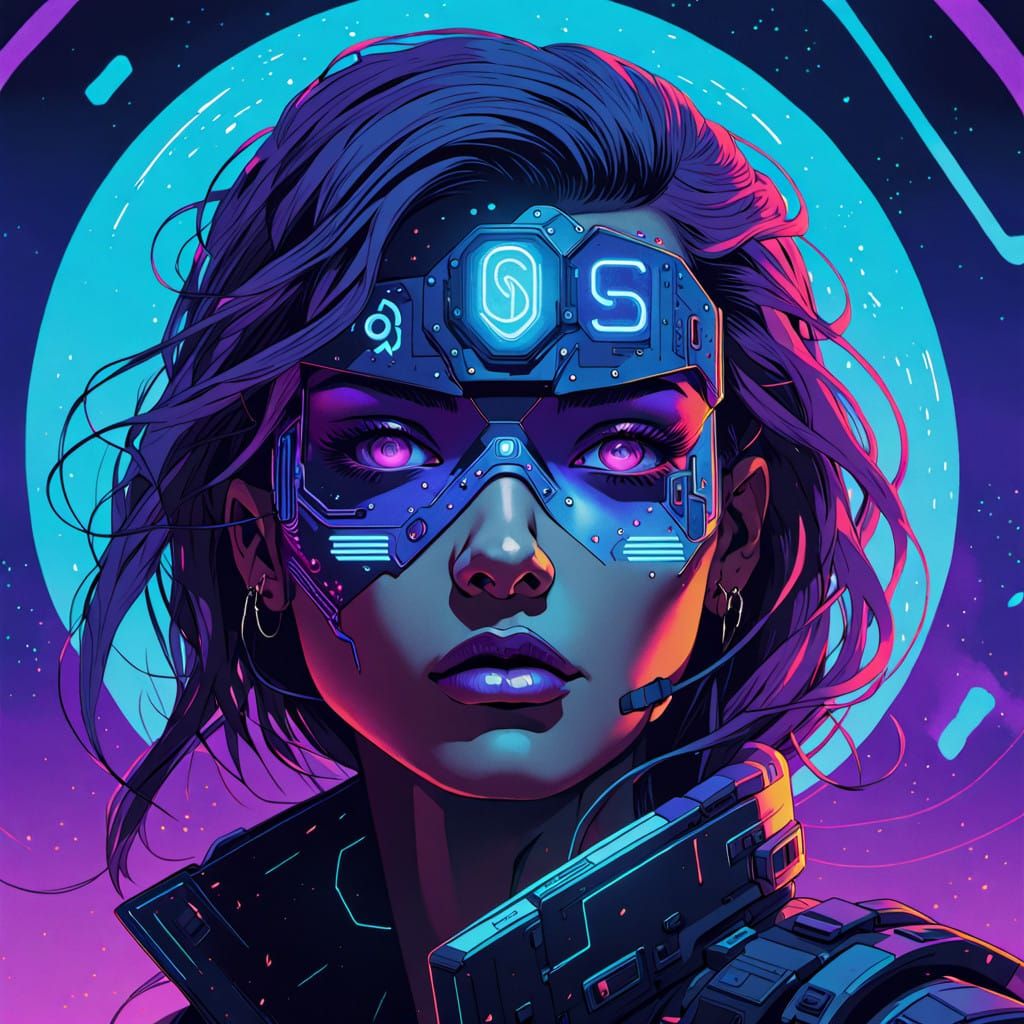 Cyberpunk Goddess with Sintax Tattoos and Cosmic Eyeballs