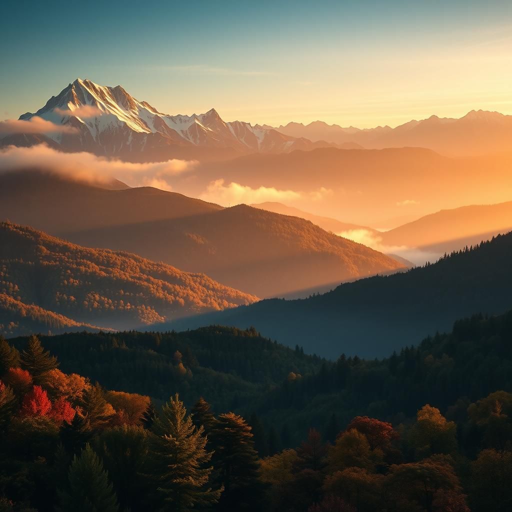 Majestic Mountain Range in Golden Light