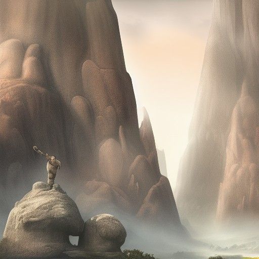 King Storsjef: Detailed Matte Painting of Stone Giant