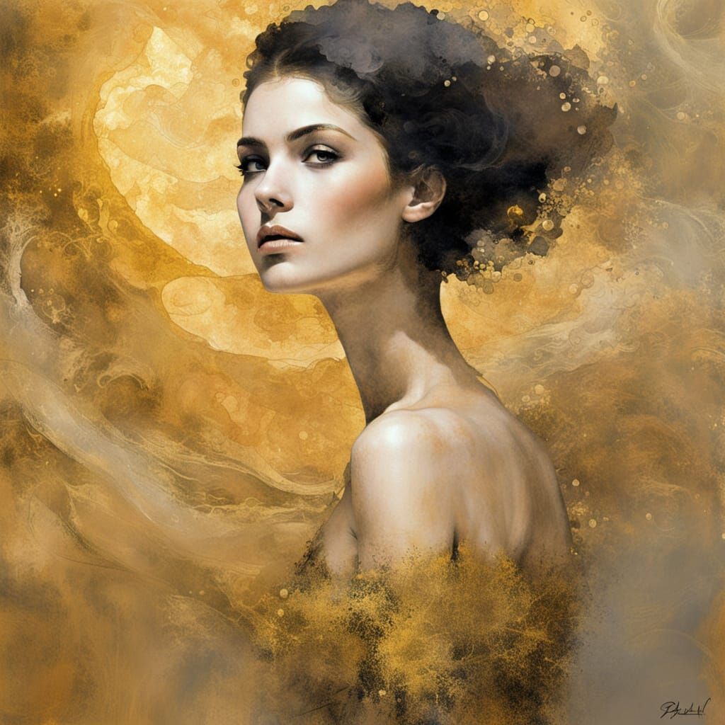 Ethereal Portrait in Whimsical Watercolor Style