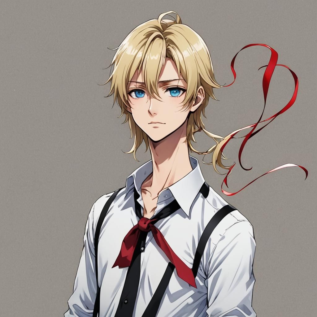 Anime Style Young Man with Blonde Hair