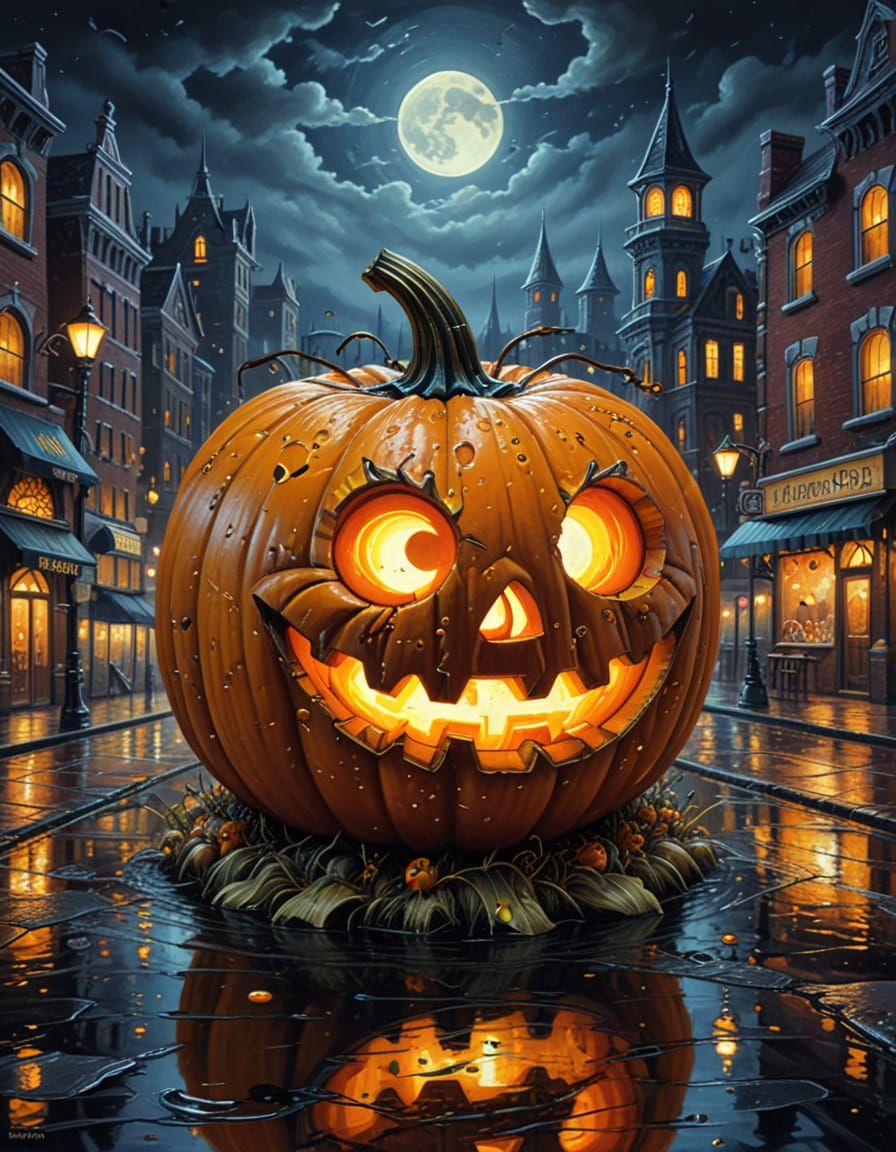 Steampunk Jack-o-Lantern in Night City