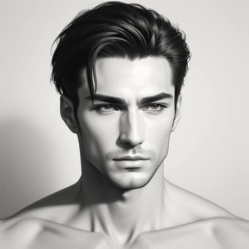 Minimalist Line Art of a Handsome Man's Face