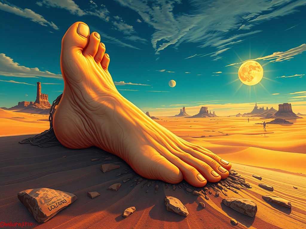Melting Foot in Desert: A Salvador Dali-esque Comic Art