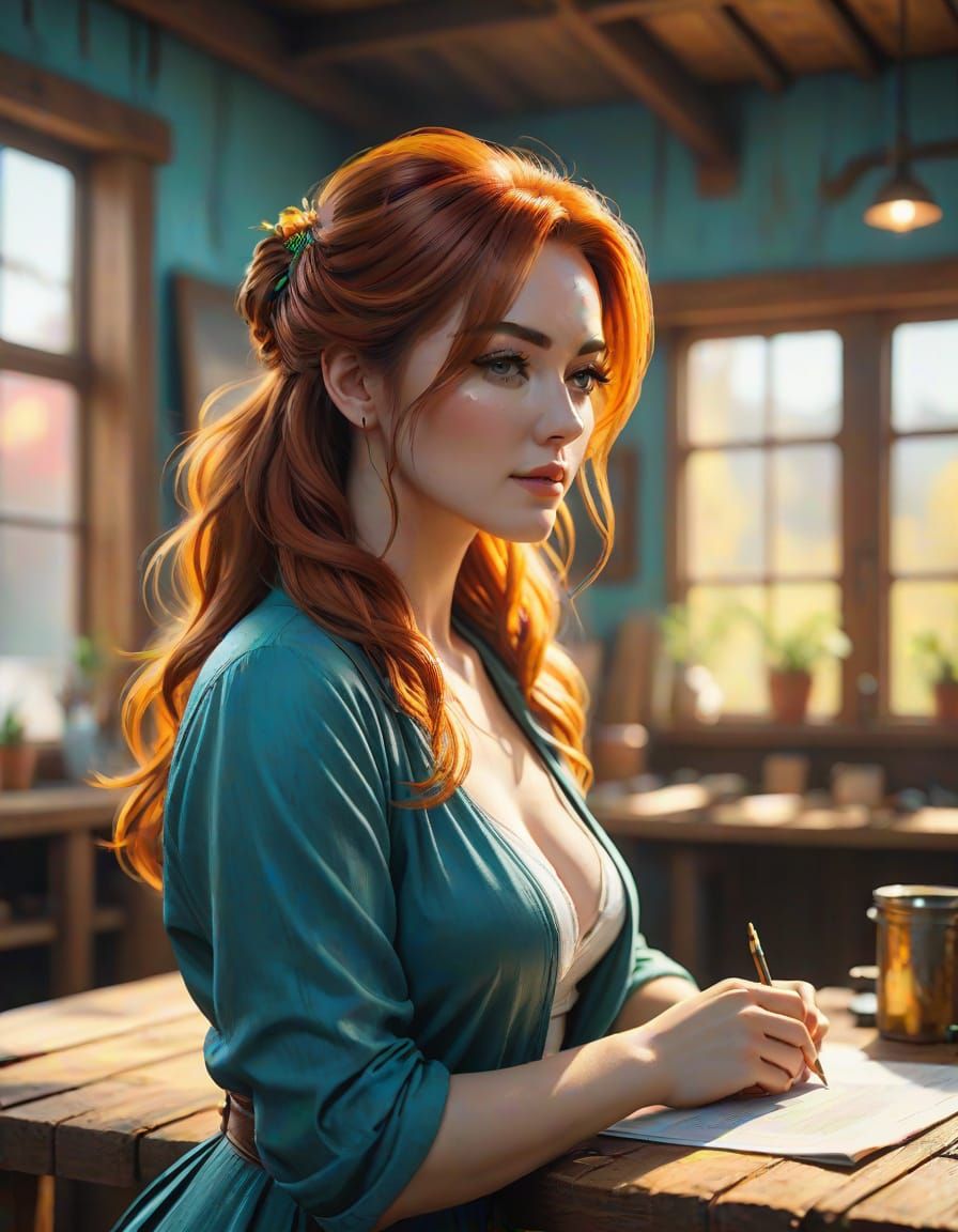 Anime-Inspired Digital Artwork with Vibrant Brushstrokes and...