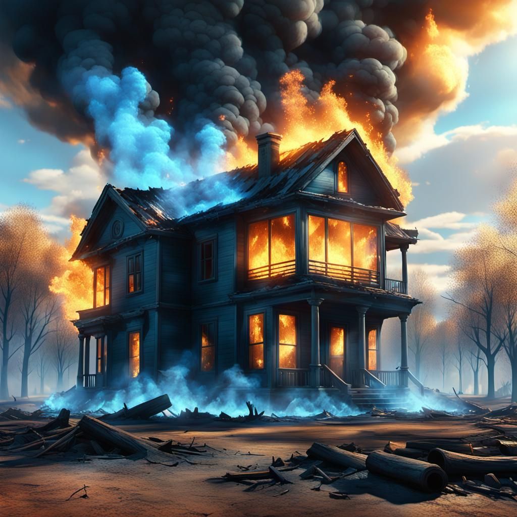 House Fire: Surreal 3D Cinematic Rendering