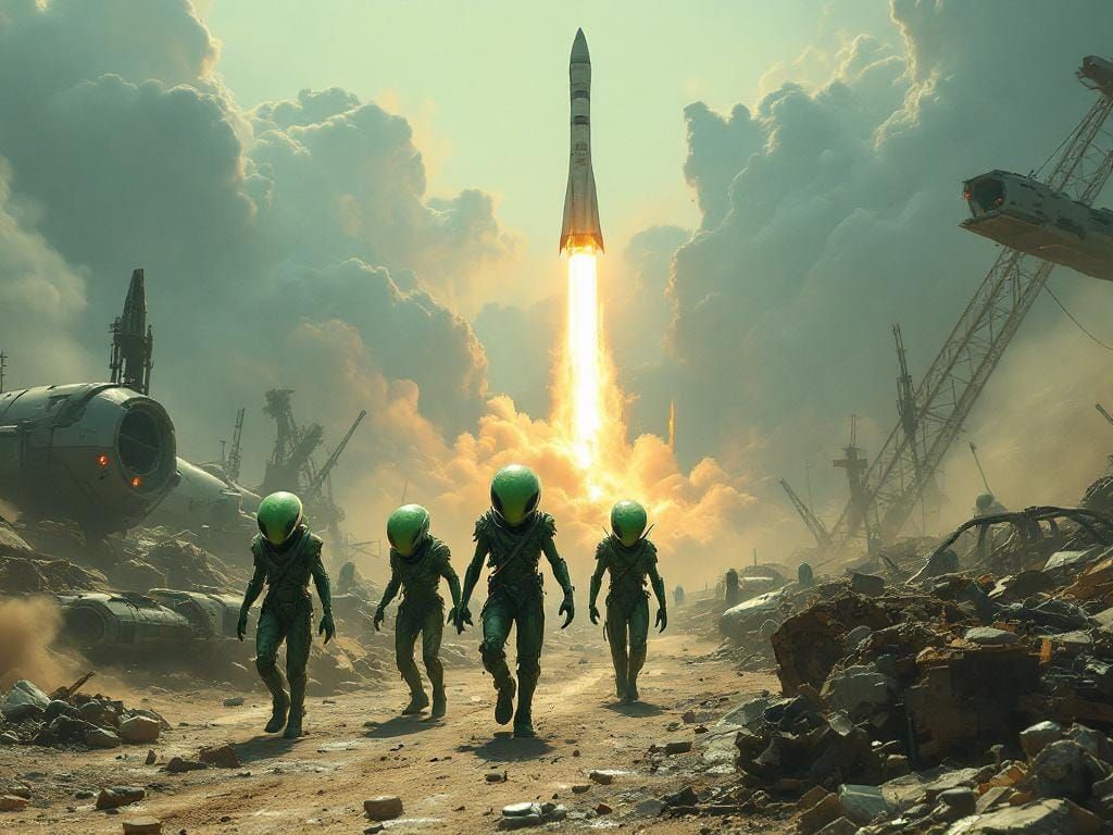 On a dusty, neon-lit alien planet filled with wrecked inters...