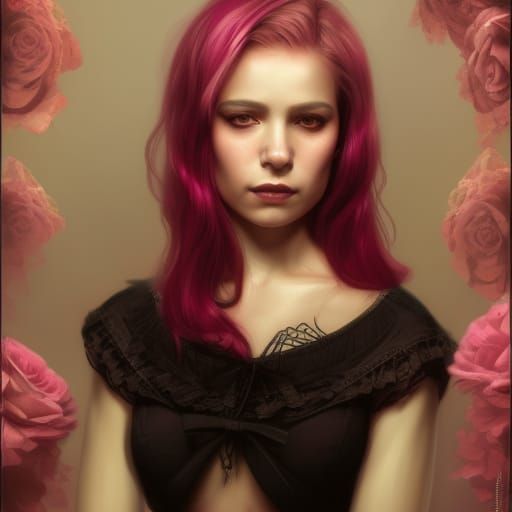 Victorian Girl Portrait with Shadow, Trending on Artstation