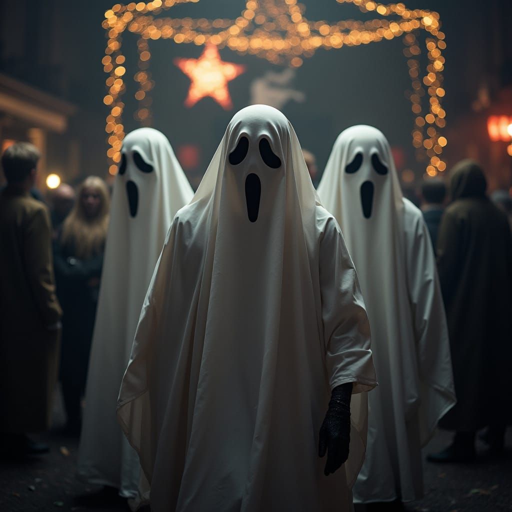 Ghosts Celebrate at a New Year's Eve Ball