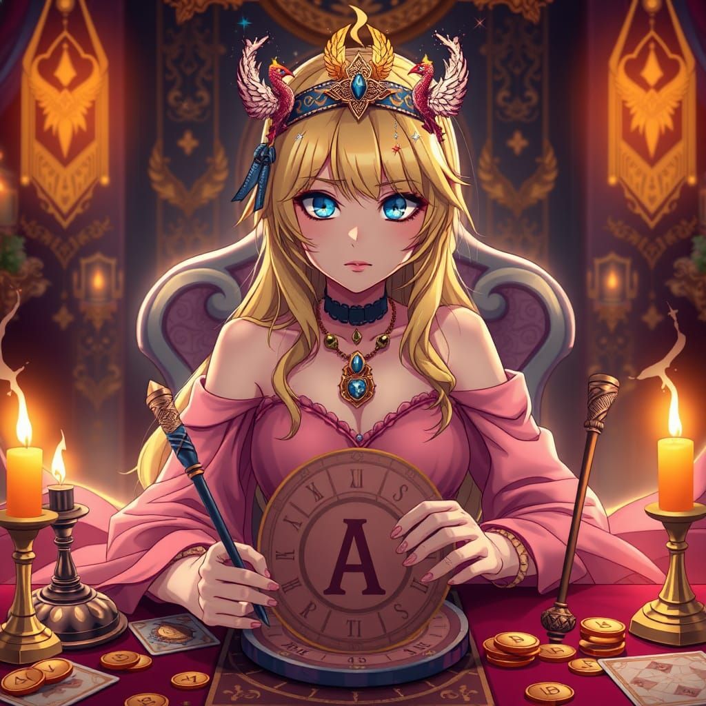 Blonde Tarot Reader in Anime Style