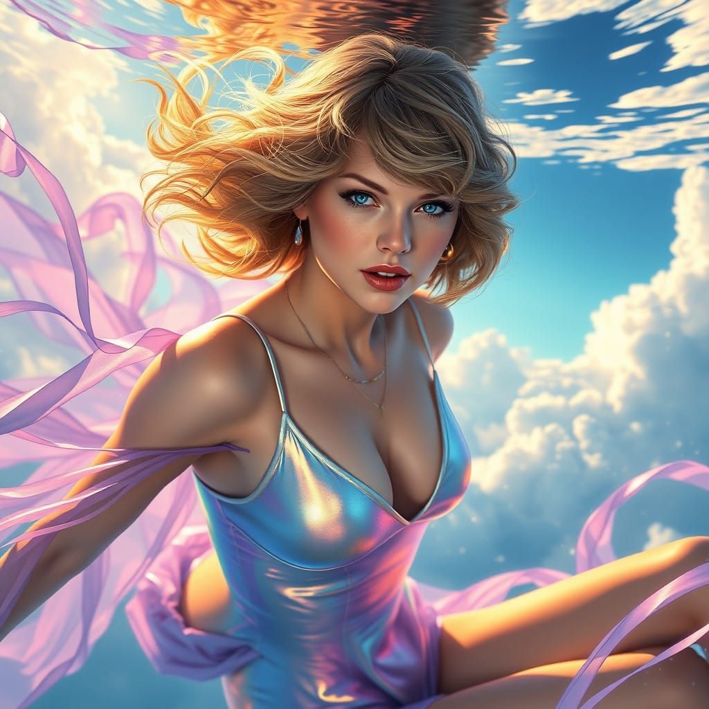 Ethereal Taylor Swift in Iridescent Swimsuit Sways Through C...