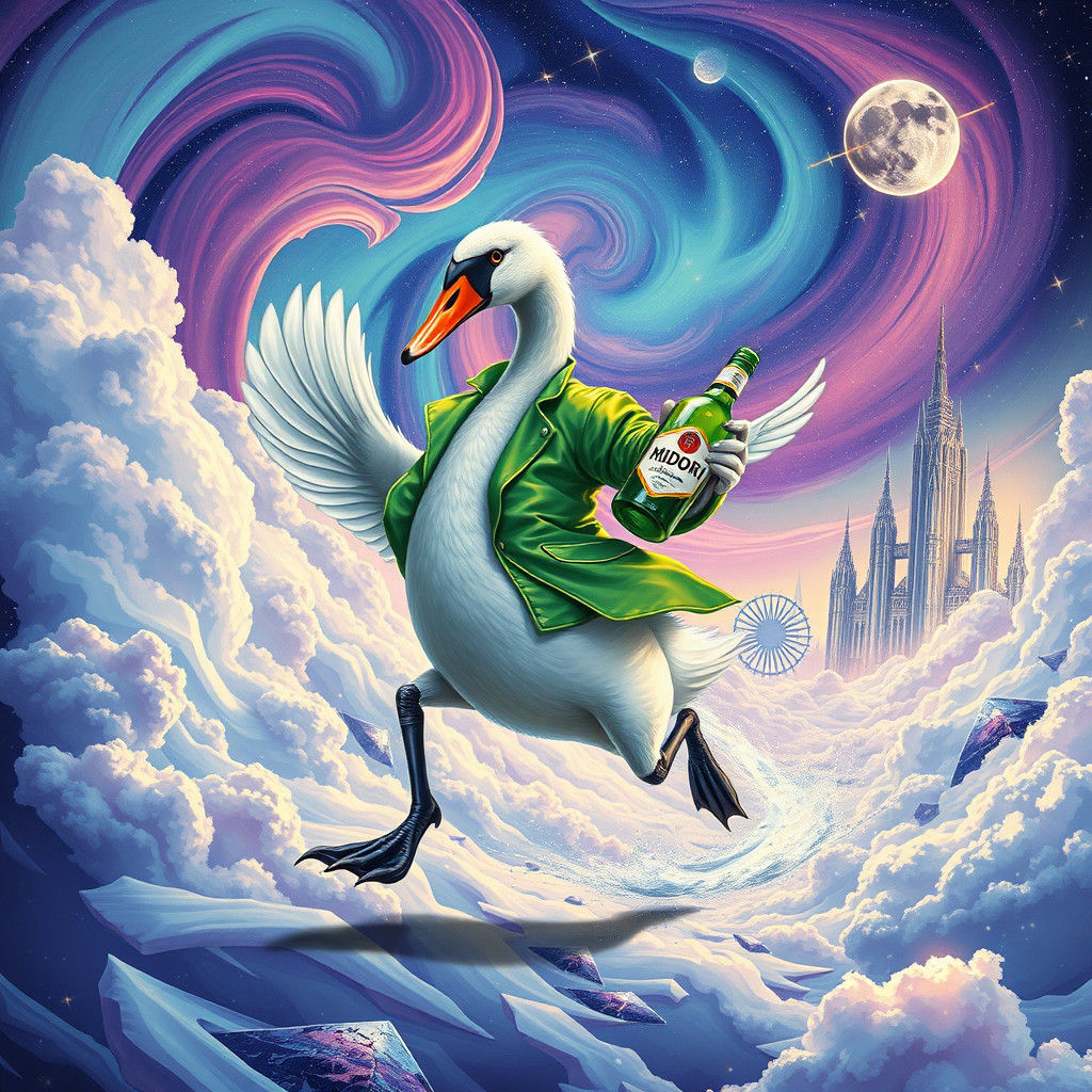 Swan's Psychedelic Midori Chase: A Visionary Dreamscape