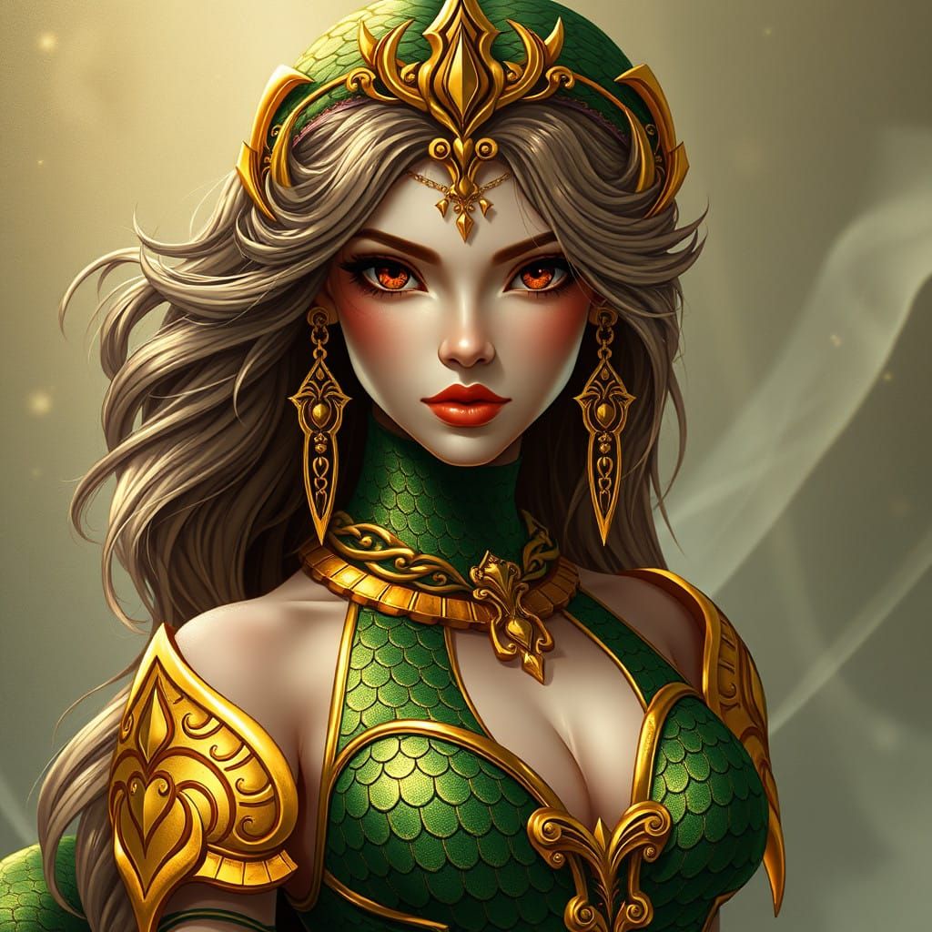 Mystical Snake Goddess in Ancient Mesopotamian-Inspired Art...