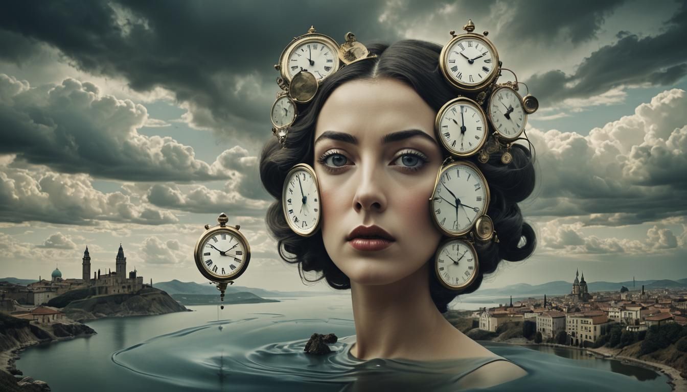 Surreal Nested Faces in Ethereal Dreamscape