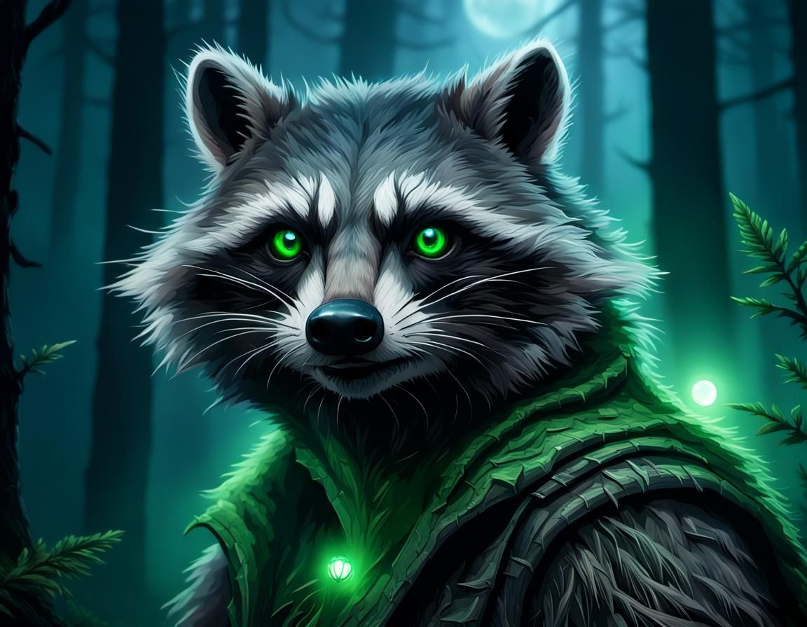 Menacing Wereraccoon Portrait in Hyperrealistic Style