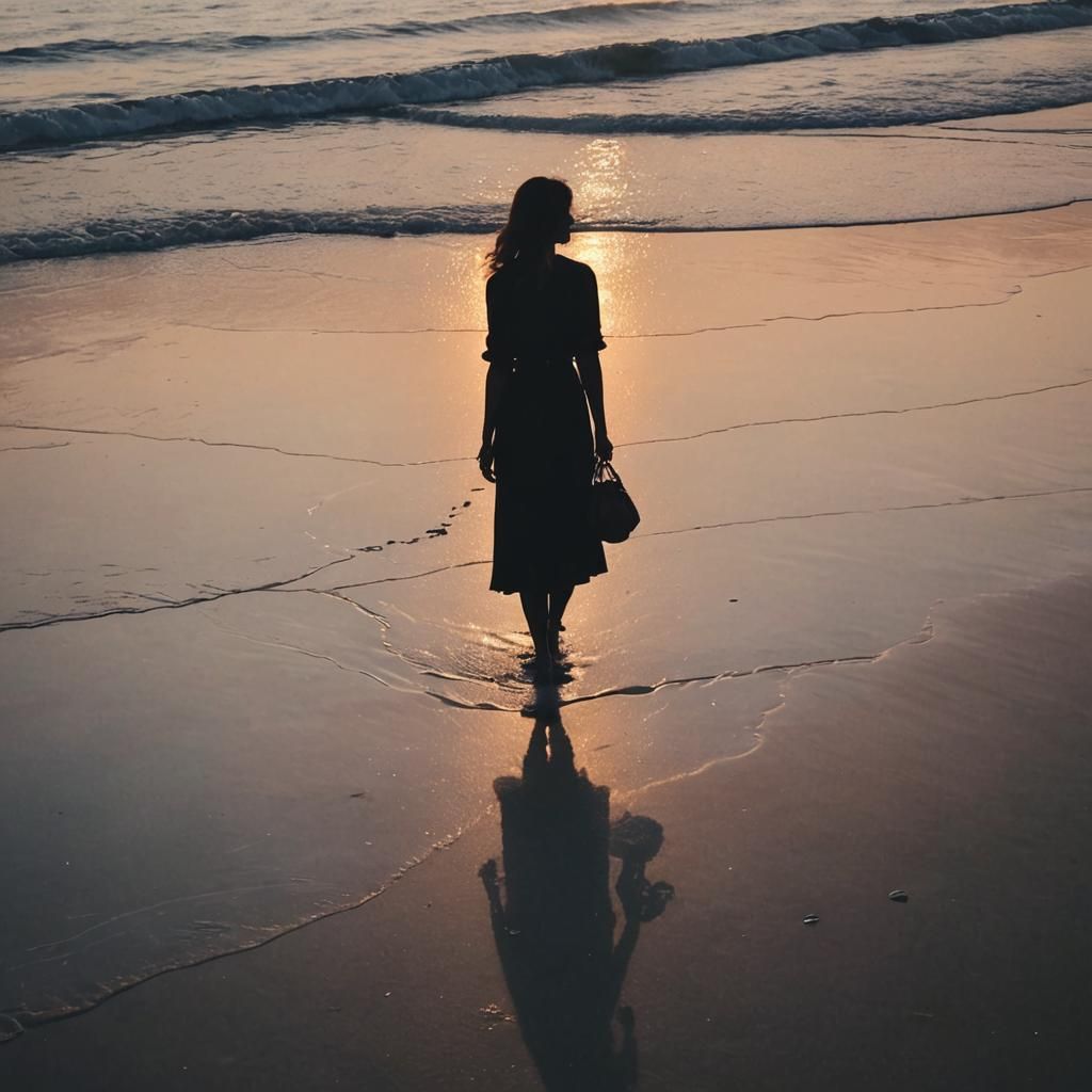 Silhouette Portrait of Woman with Peace Necklace