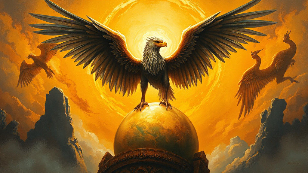 Griffin on Mystical Sphere in Oil Painting Style