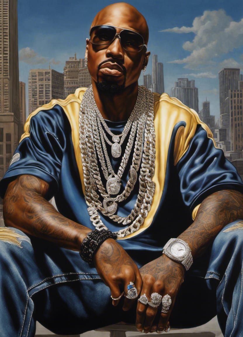 Hyperrealistic Urban Gangster in Hip-Hop Style
