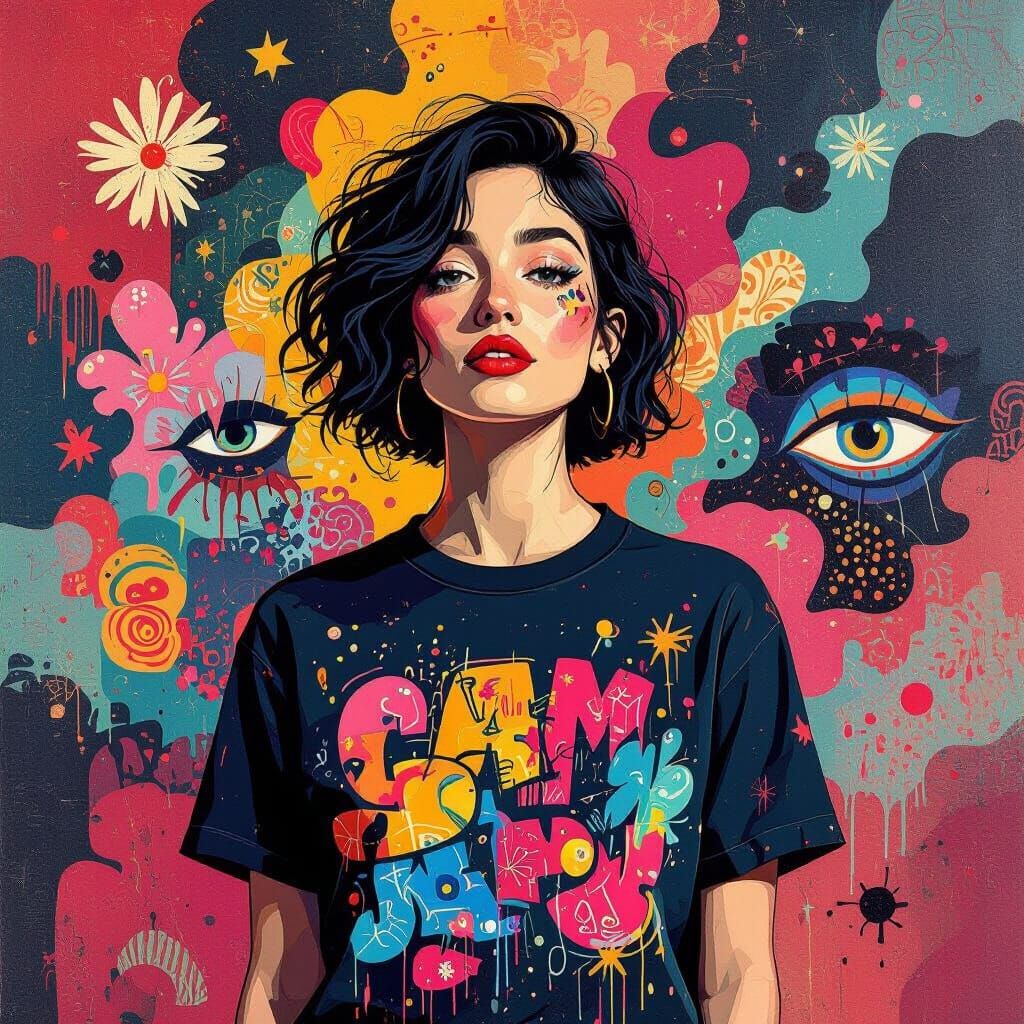 Graffiti Portrait in Surreal Pop Art Style