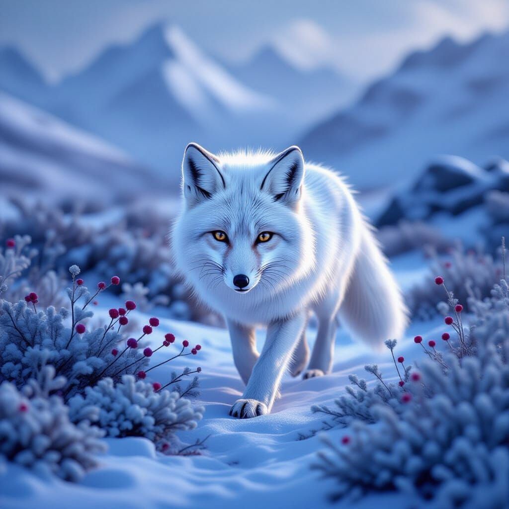 Arctic Fox in a Montane Tundra