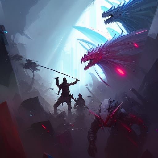 Kaiju Horde Battle: Hyperdetailed Digital Painting