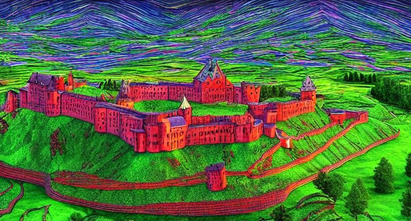 Norwegian Castle at Sunset in Digital Art