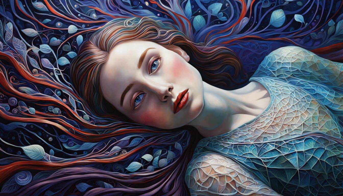 Dreamlike Bio Art Figure in Vibrant, Iridescent Hues