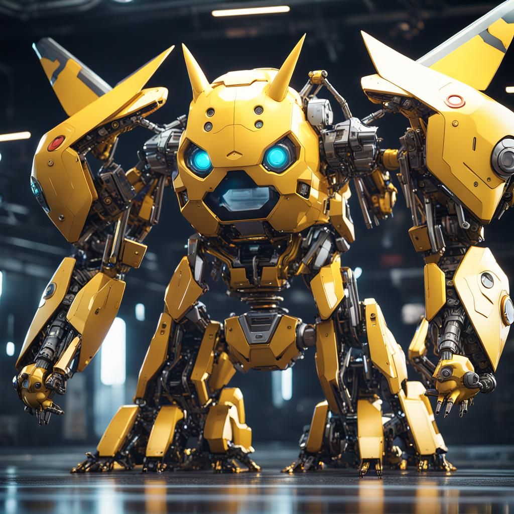 Futuristic Pikachu Robot with Intricate Mech Details
