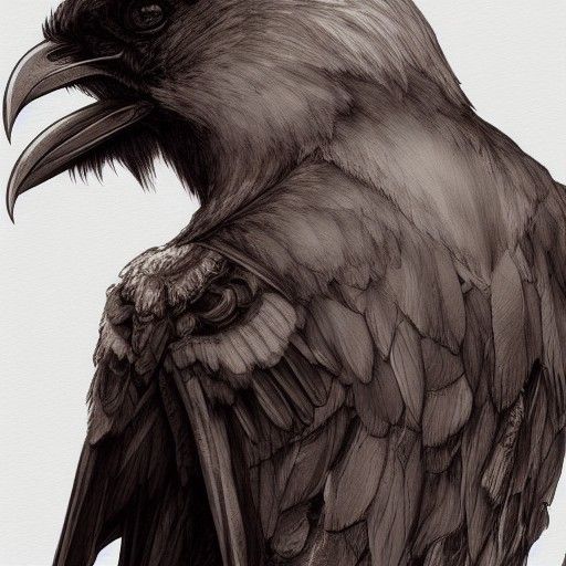 Girl with Raven Wings in Hyper-Realistic Digital Art