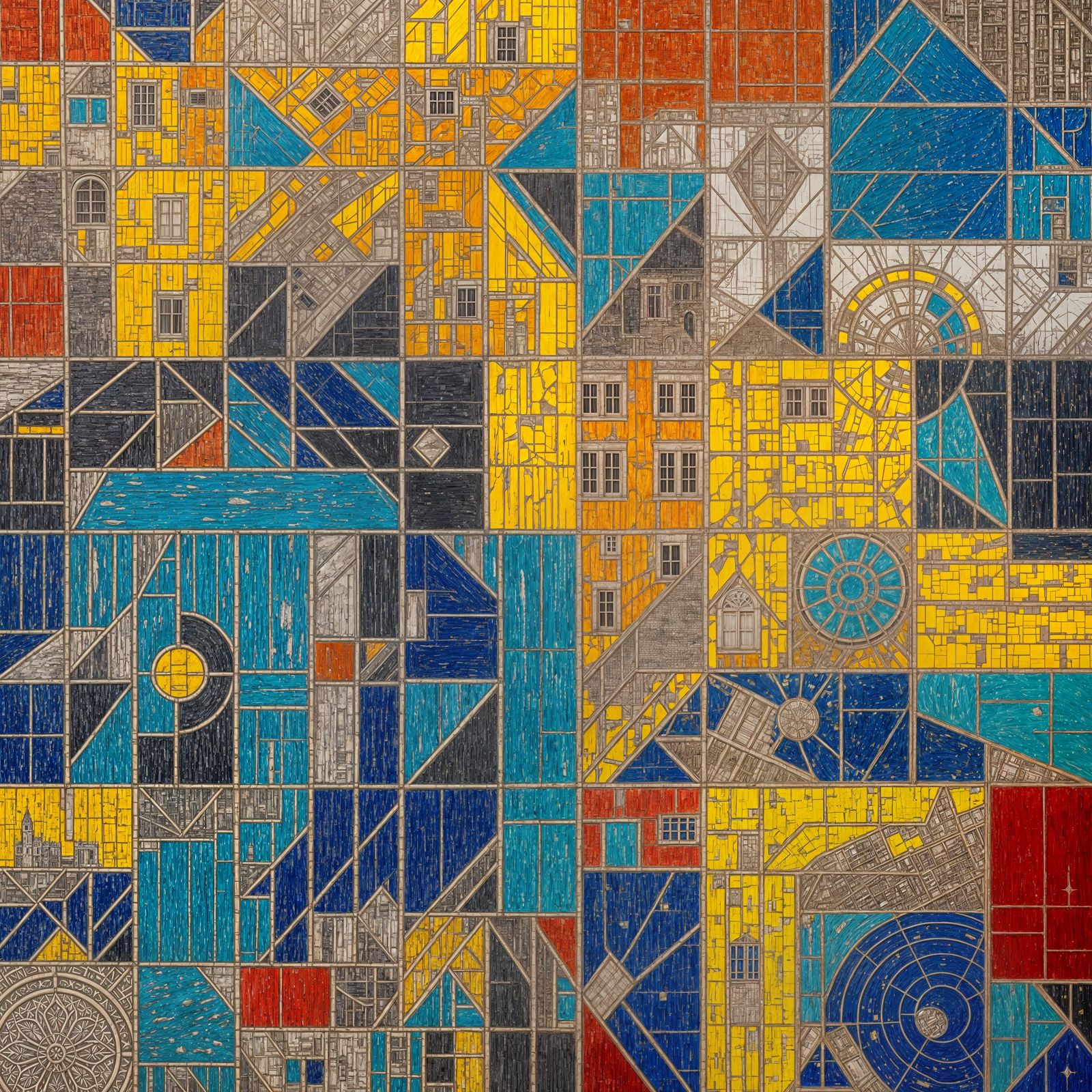 Vibrant Surrealist Scene in Deep Complementary Colors