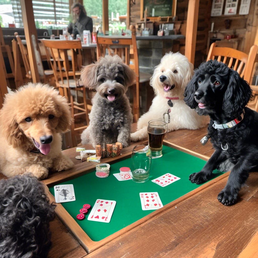 Dogs Playing Cards and Drinking Beer