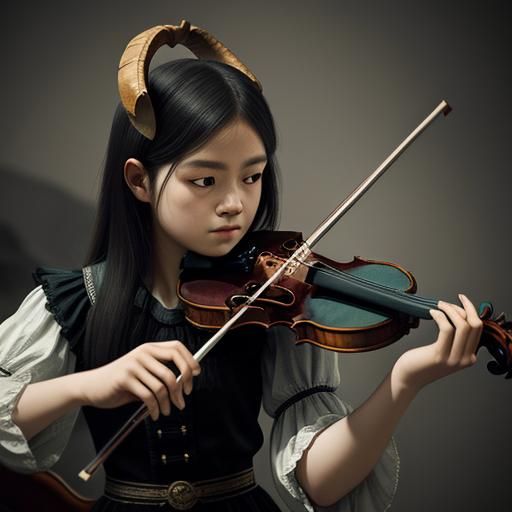Hyperrealistic Goat-Headed Human Playing Violin