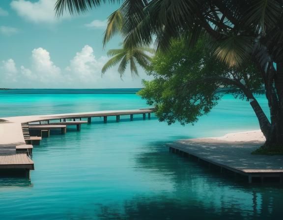 Maldivian Island Lagoon: Cinematic Film Still
