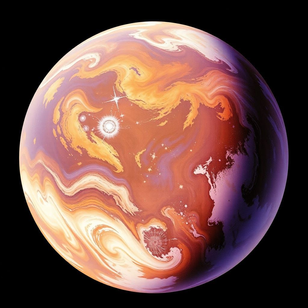 Vast Terrestrial Planet Under Stormy Skies in Cosmic Waterco...