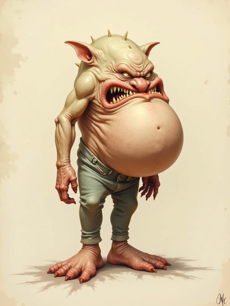 Grotesque Bunion Creature in Gothic Horror Style