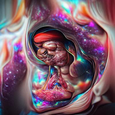 Baby in Womb: Holographic Astral Illustration