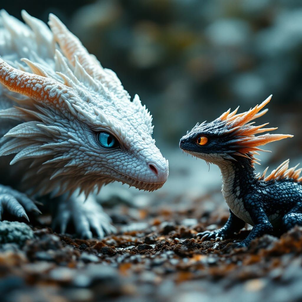 Frost Dragon Mother Guards Fire Dragon Hatchlings