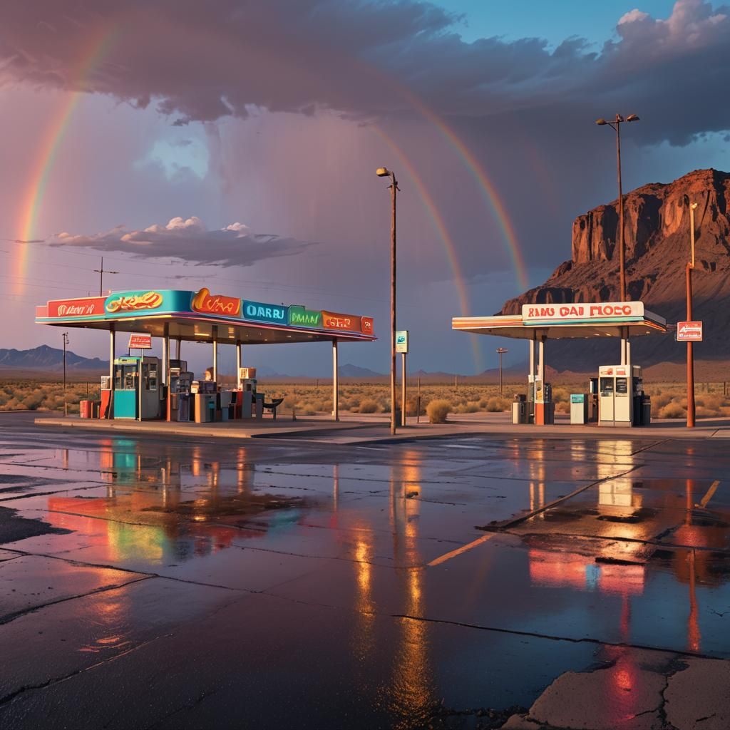 Route 66 Diner in Neo-Noir Digital Art