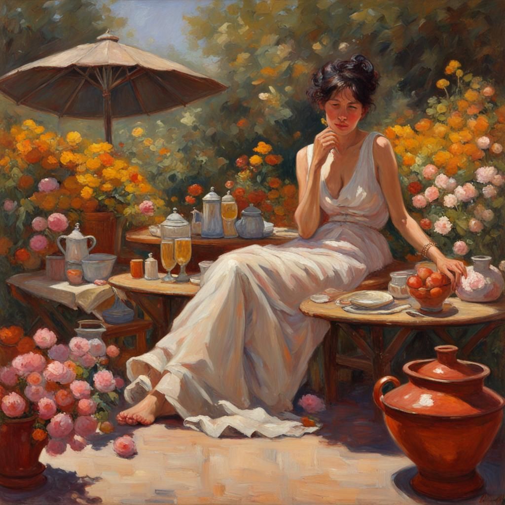 Rich Woman's Garden: Oil Painting by Gurney