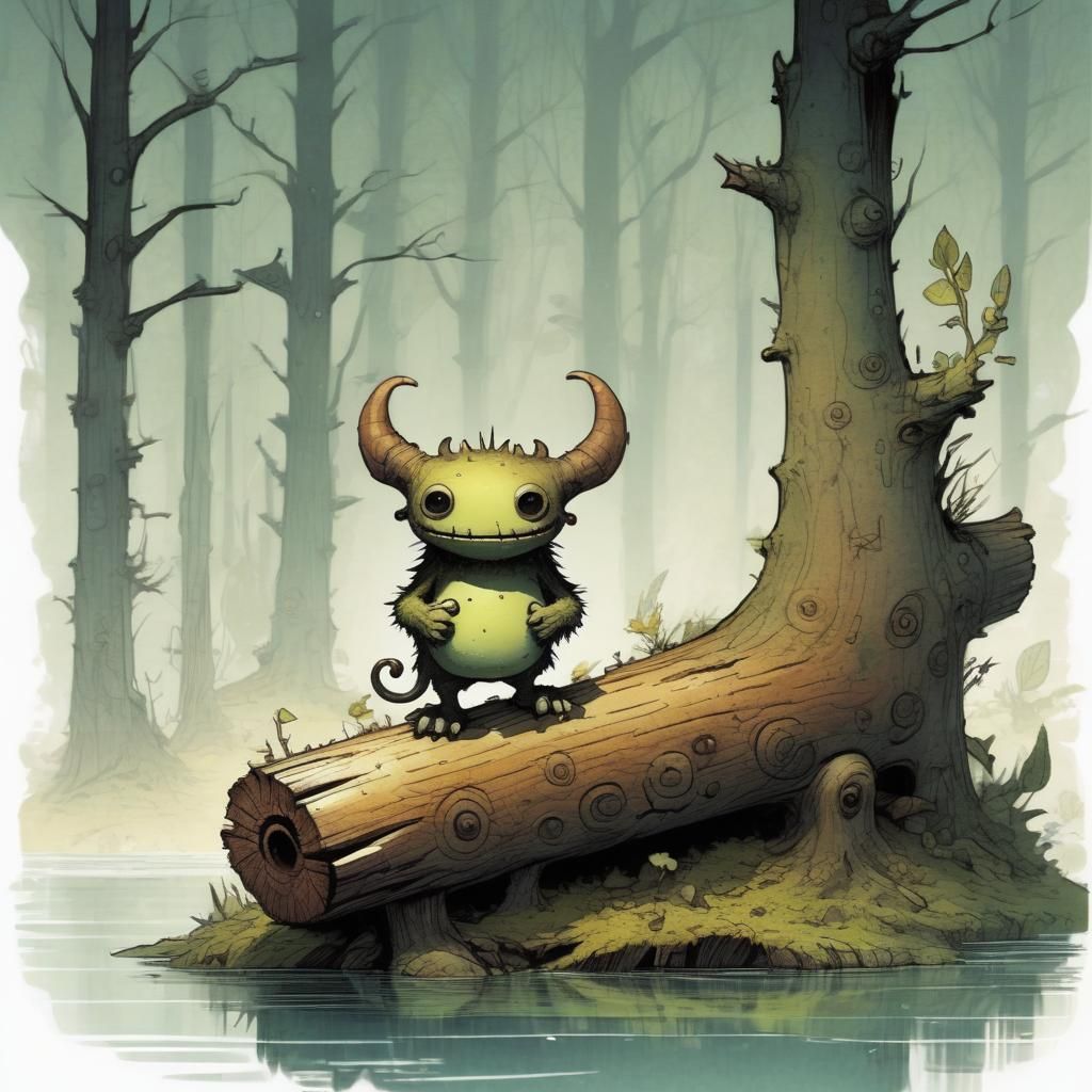 Cute Monster Illustration in Surreal Style